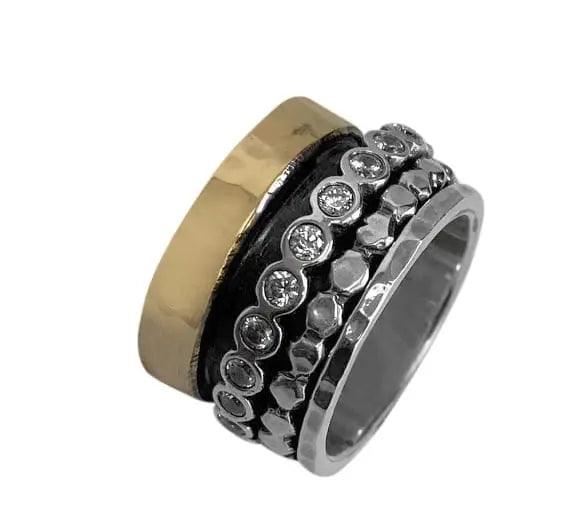 9ct Gold and Silver Spinning Ring - Rococo Jewellery