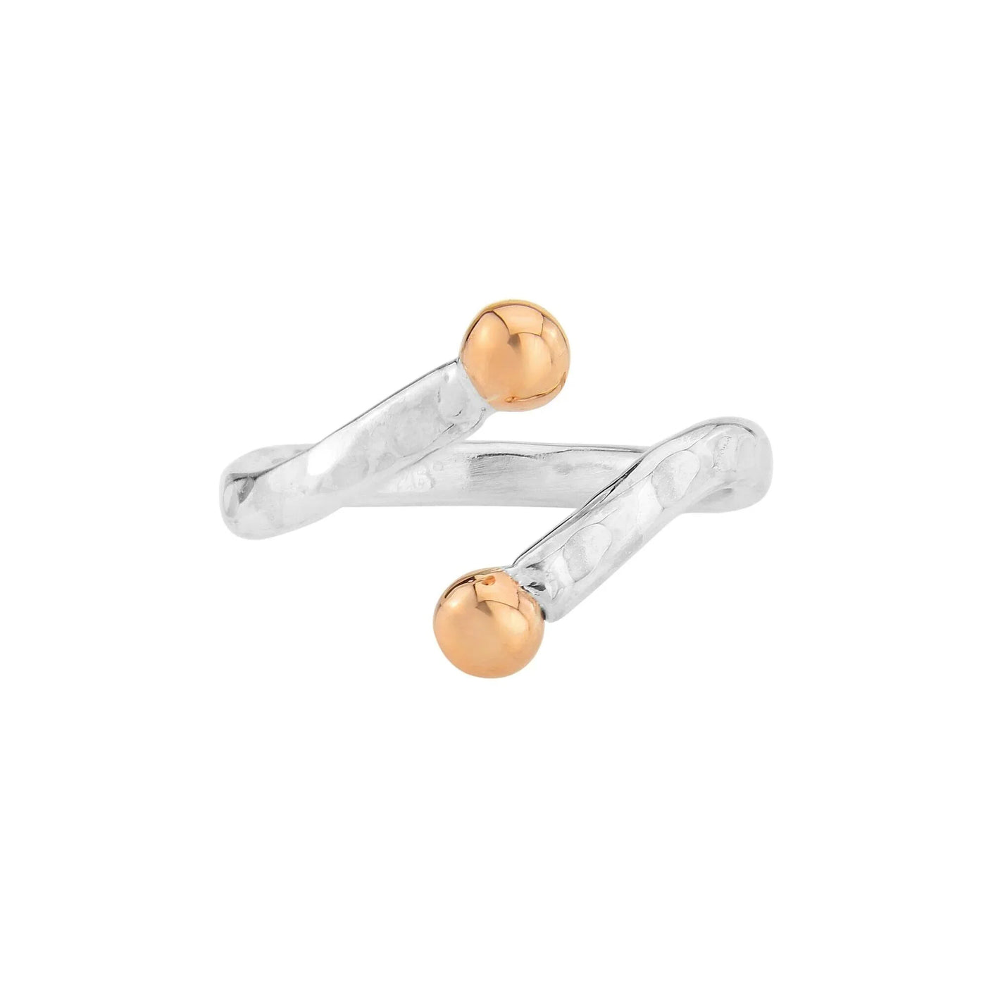 Lavan Rose Gold and Silver Hammered Torque Ring