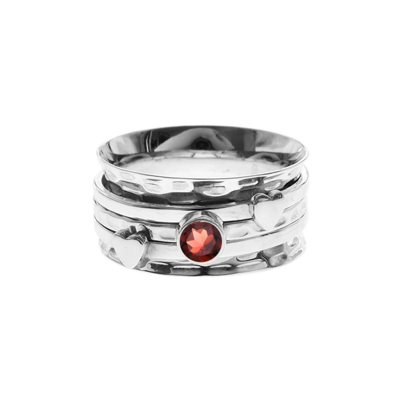 Sterling Silver Garnet Spinning Ring