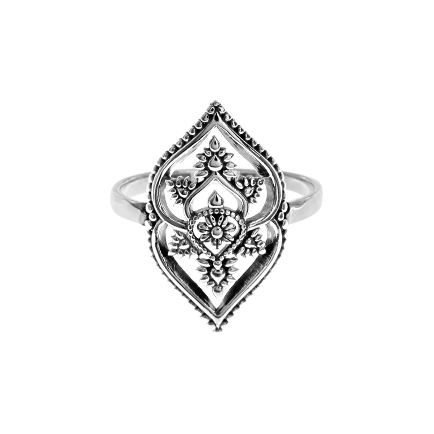 Sterling Silver Vintage Flower Motif Ring