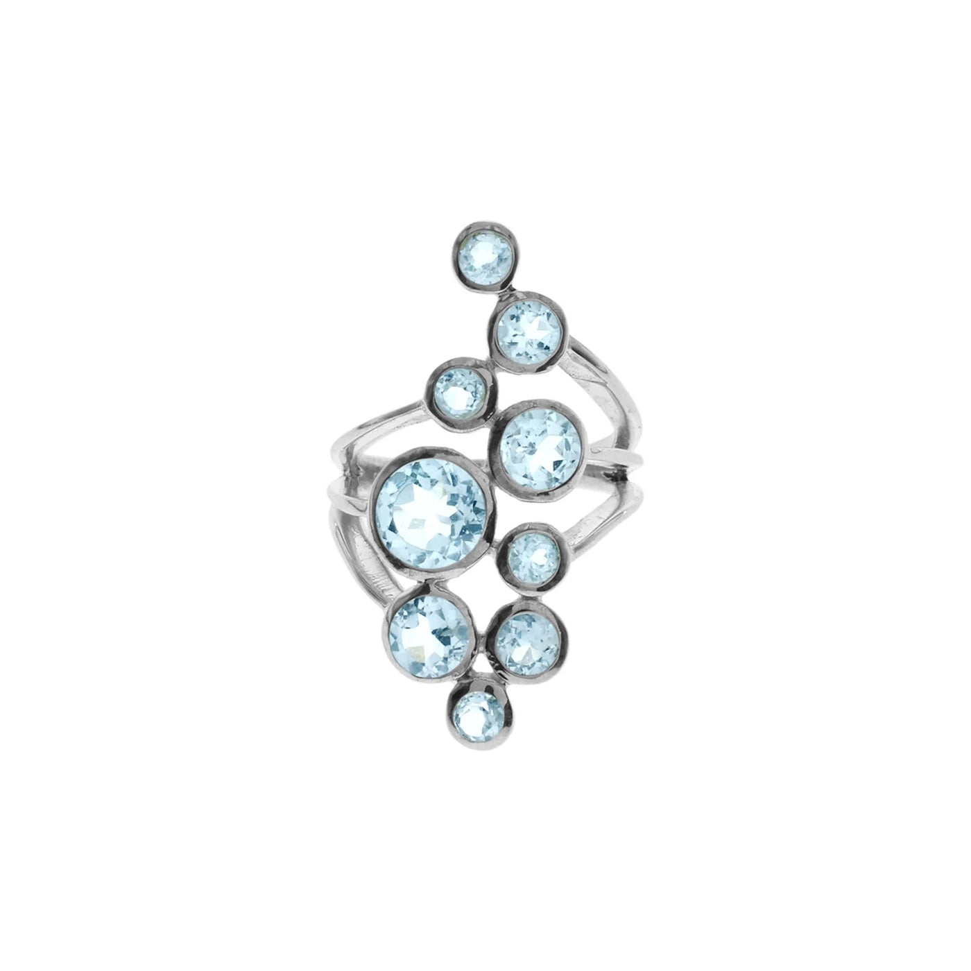 Sterling Silver Blue Topaz Split Shoulder Band Ring