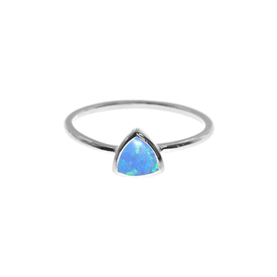 Sterling Silver Blue Opalique Trillion-Cut Ring