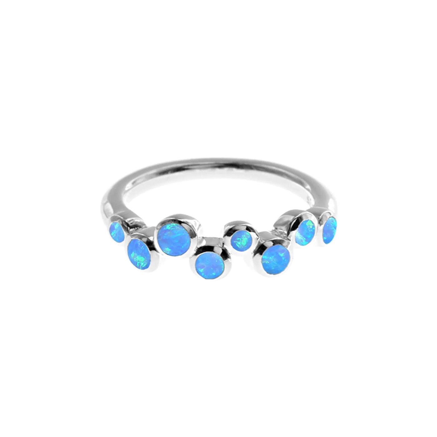 Sterling Silver Blue Opalique 8-Stone Staggered Ring