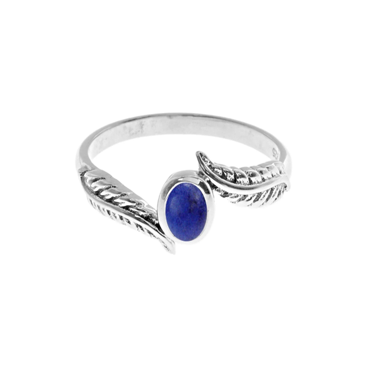 Sterling Silver Lapis Lazuli Feather Ring