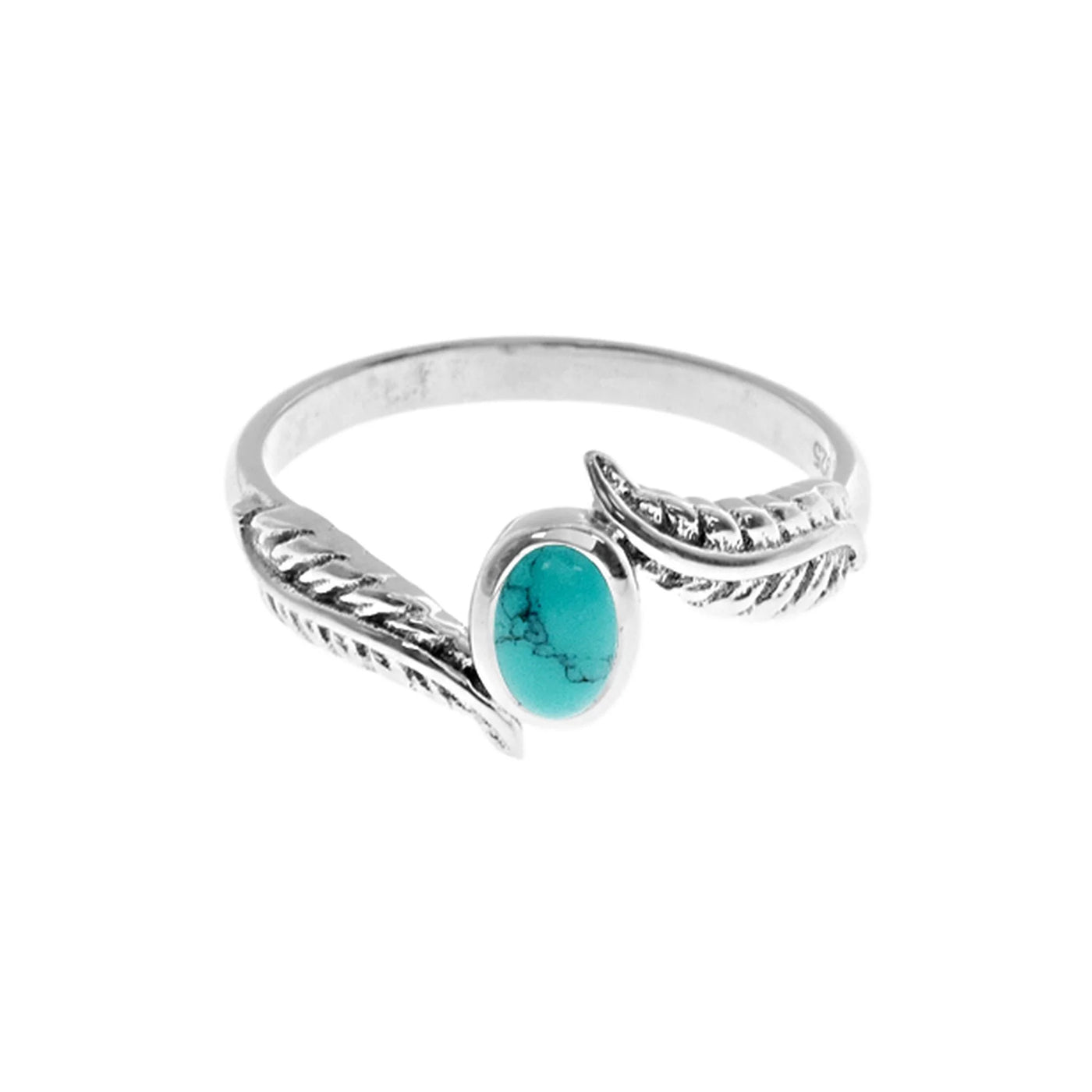 Sterling Silver Turquoise Feather Ring