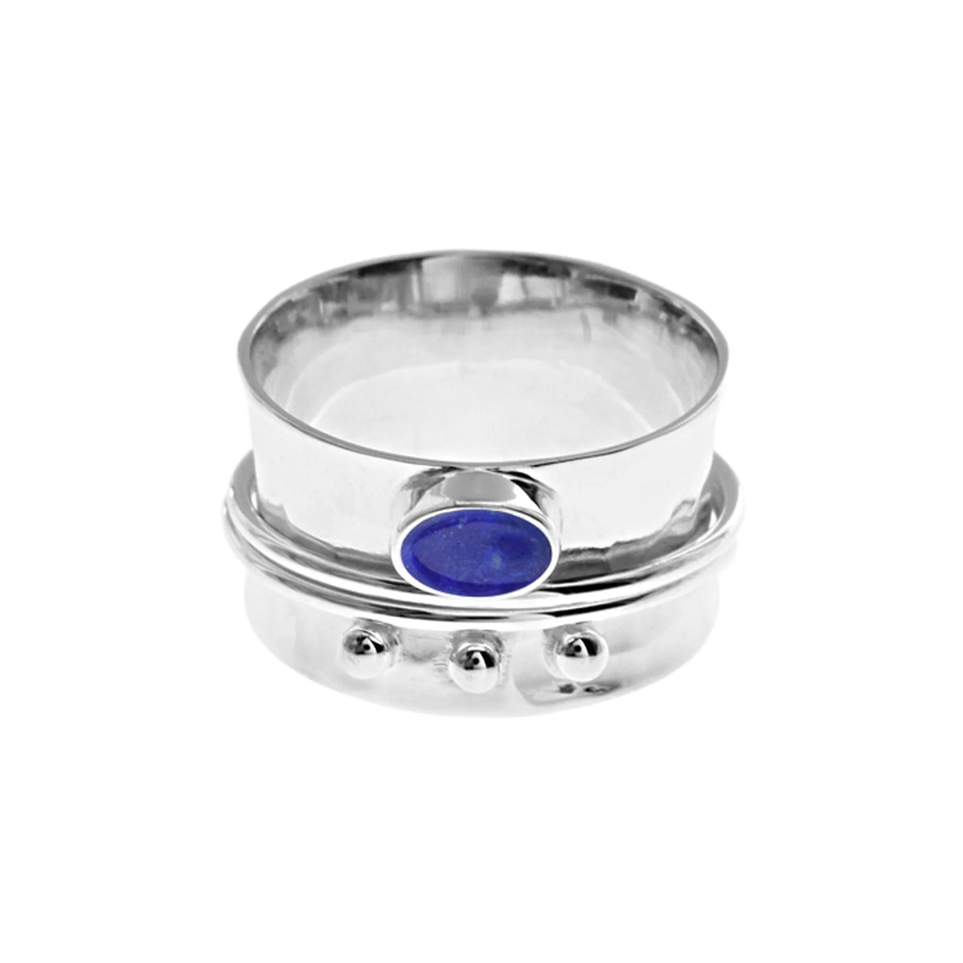 Sterling Silver Lapis Lazuli Wide Stress Ring