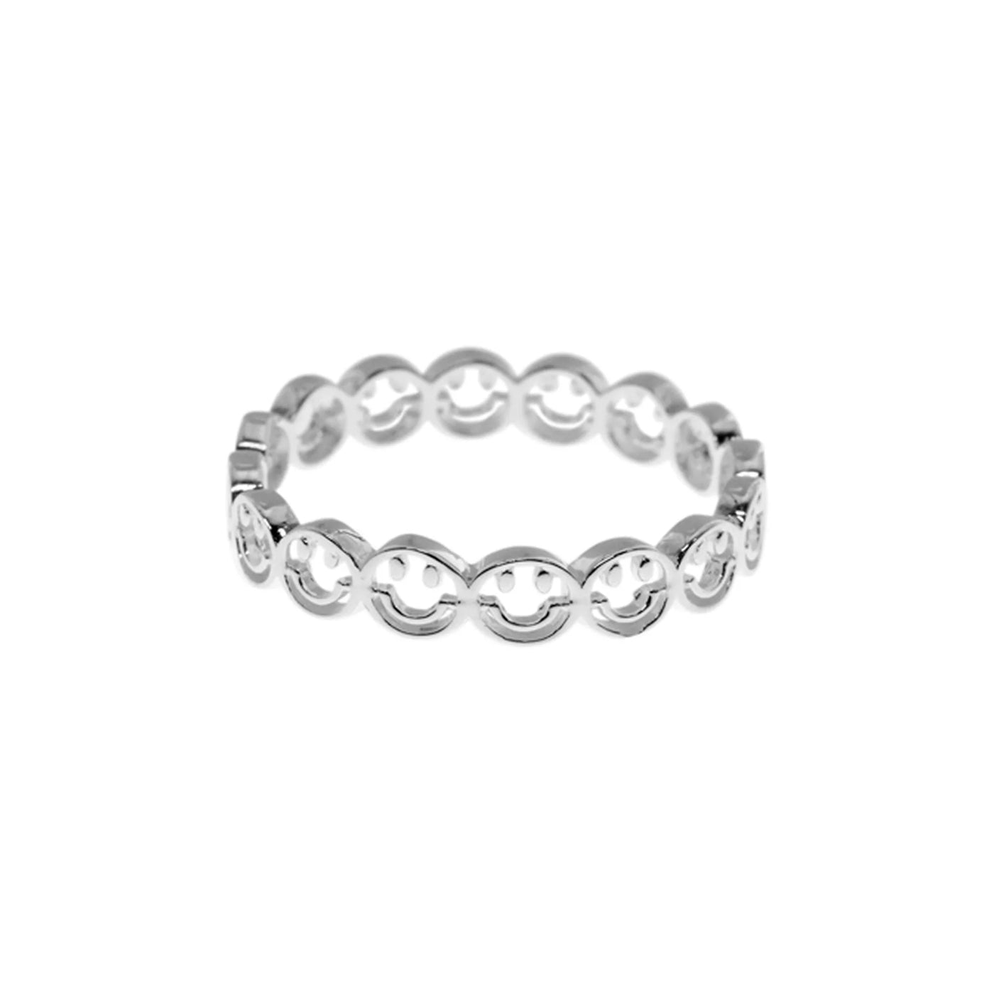 Sterling Silver Linked Smiley Face Ring