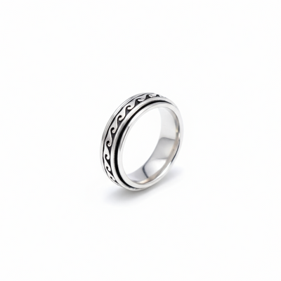 Sterling Silver Wave Design Spinner Ring