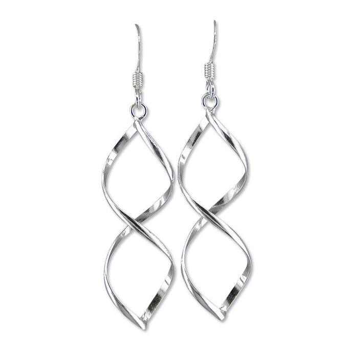 Sterling Silver Small Double Helix Hook Earrings - Rococo Jewellery