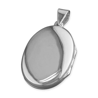 Sterling Silver Medium Oval Locket Pendant - Rococo Jewellery
