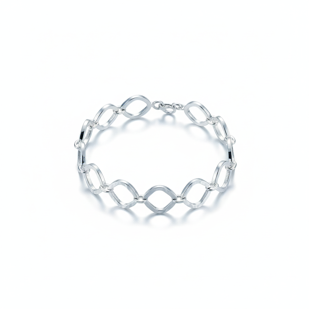 Sterling Silver Open Twist Squares Bracelet