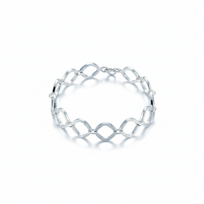 Sterling Silver Open Twist Squares Bracelet