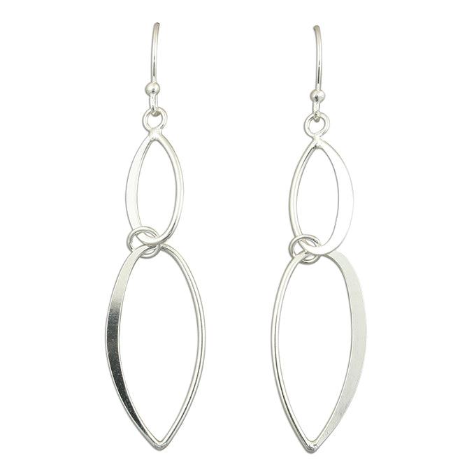 Sterling Silver Linked Wire Teardrop Hook Earrings - Rococo Jewellery