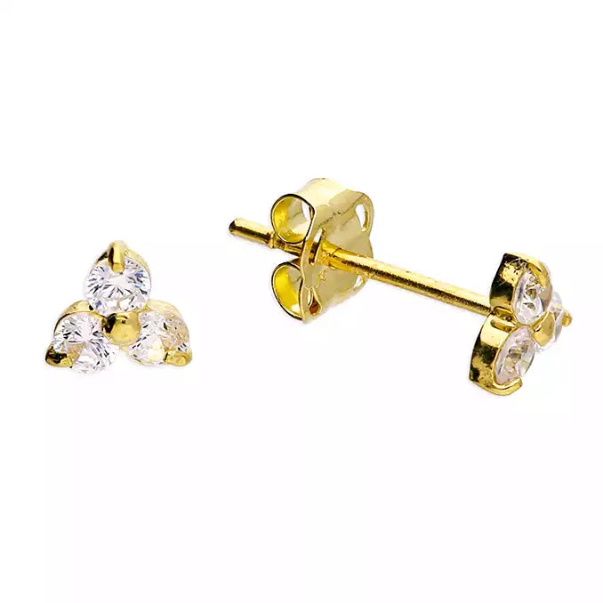 9ct Gold Trinity Stud Earrings