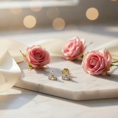 9ct Gold Trinity Stud Earrings