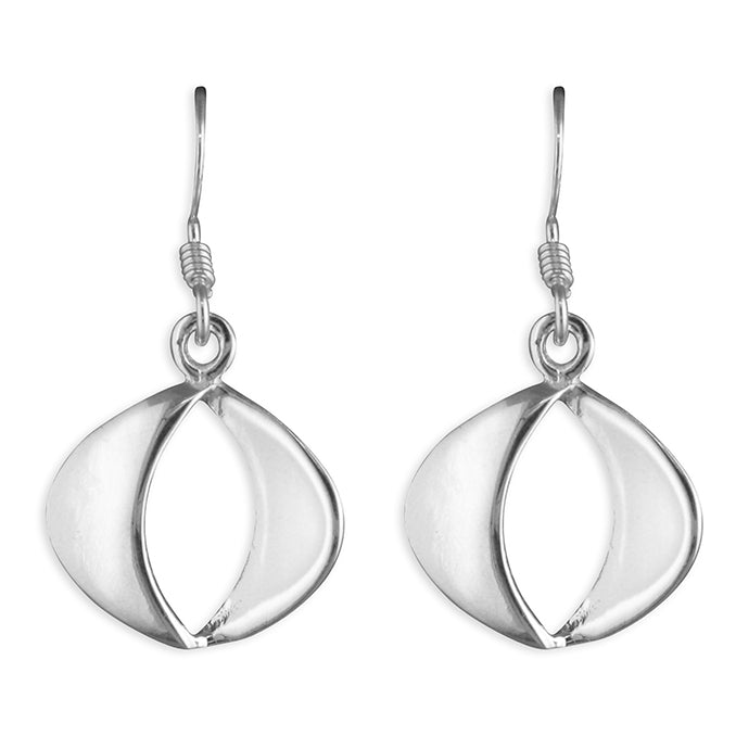Sterling Silver Open Oval Drop Earrings