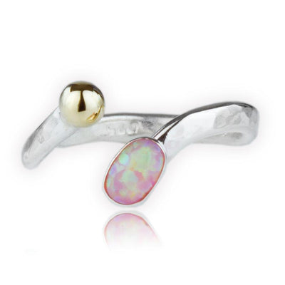 Lavan Silver and Gold Pink or Blue Opal Ring - Rococo Jewellery