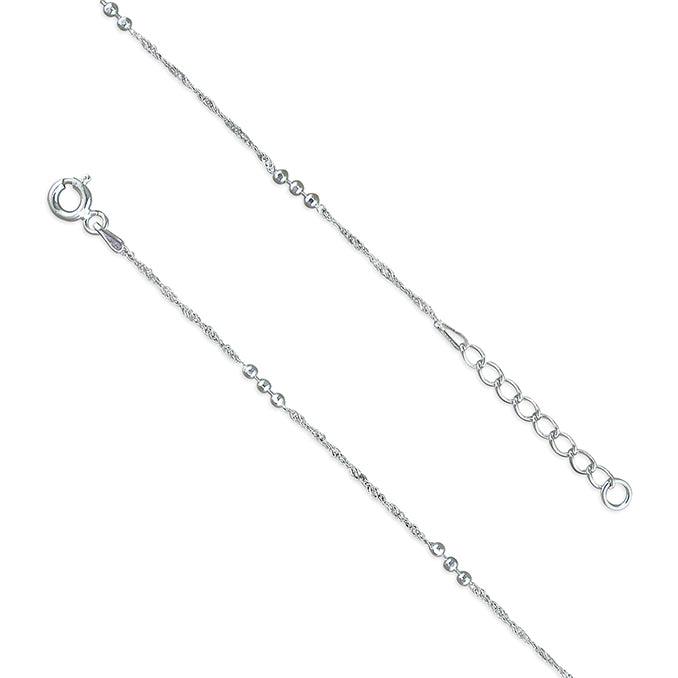Diamond-Cut Bead Stations Anklet - Sterling Silver