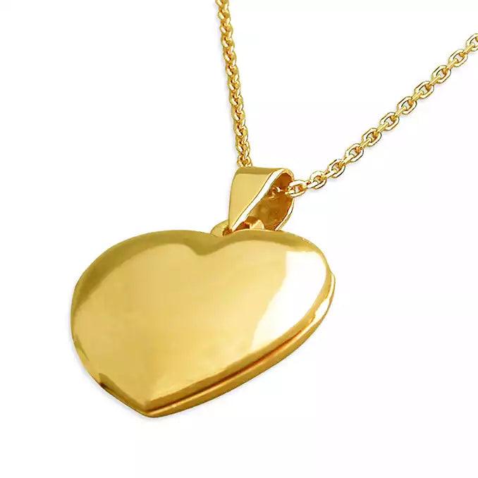 Gold Sterling Silver Heart Locket Necklace - Rococo Jewellery