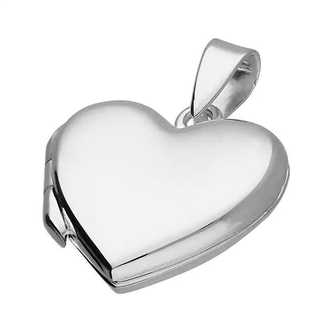 Sterling Silver Plain Heart Locket - Rococo Jewellery