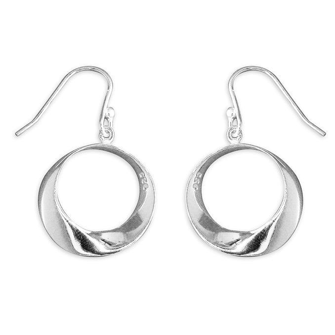Sterling Silver Twist Hoop Drop Earrings - Rococo Jewellery