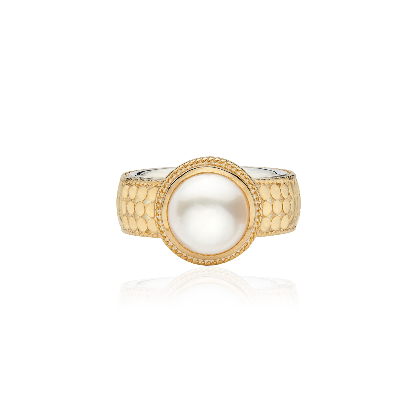 Anna Beck Gold White Pearl Cocktail Ring