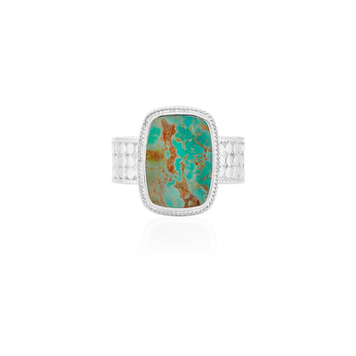 Anna Beck Silver Medium Turquoise Cushion Ring - Rococo Jewellery
