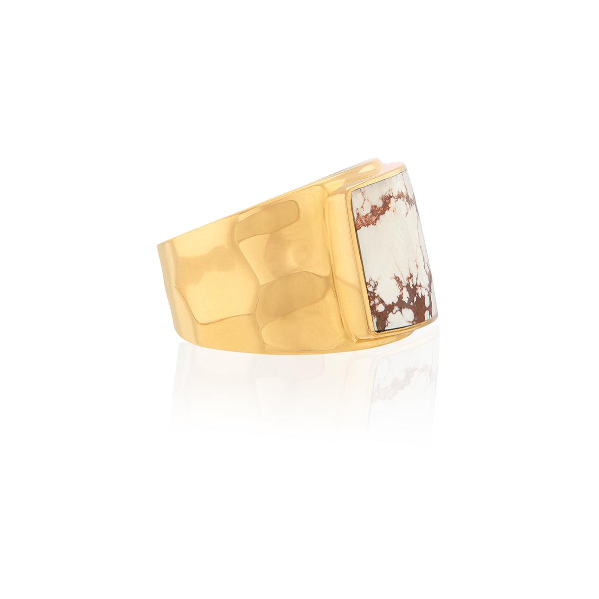 Anna Beck Gold Vermeil Inlay White Buffalo Turquoise Ring - Rococo Jewellery