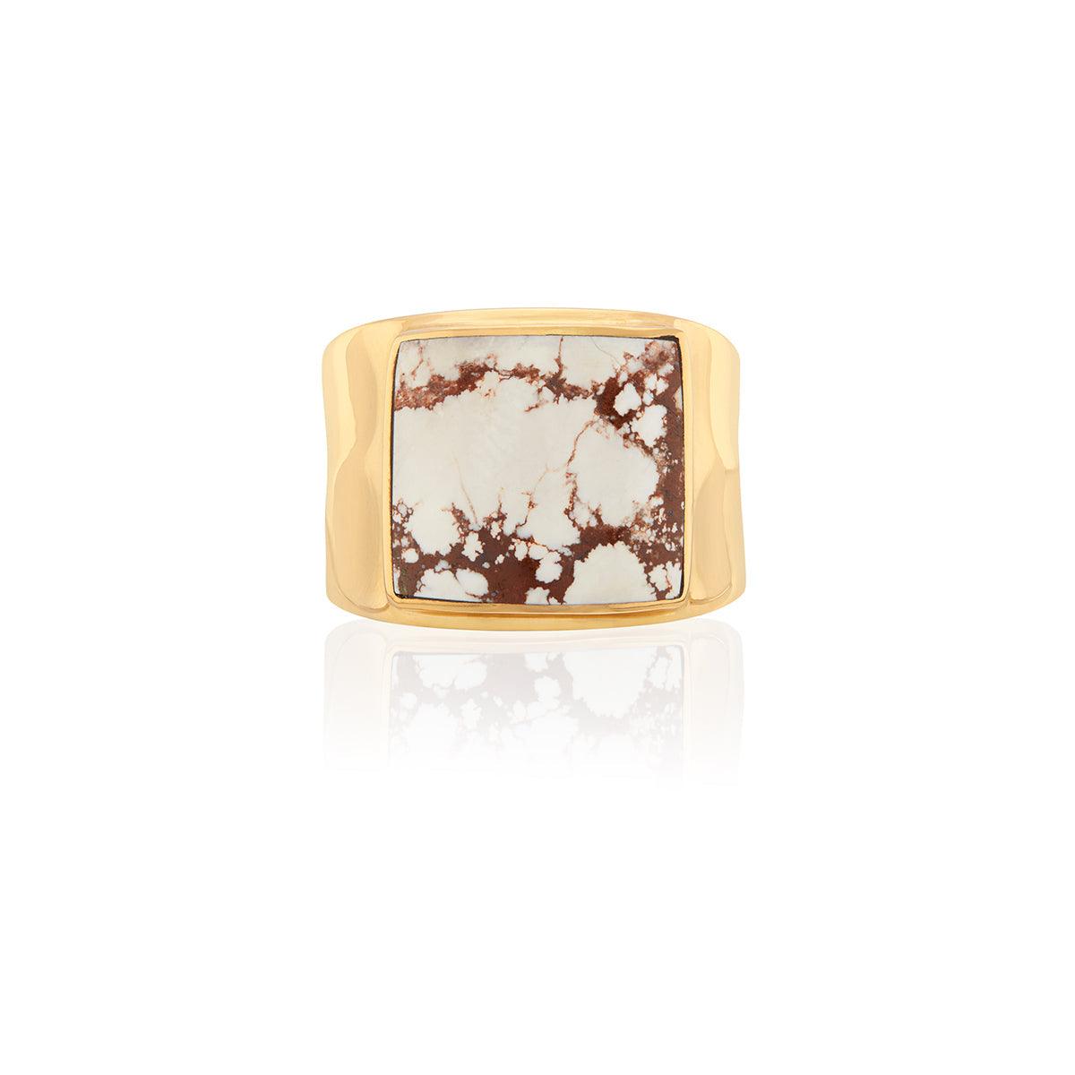 Anna Beck Gold Vermeil Inlay White Buffalo Turquoise Ring - Rococo Jewellery