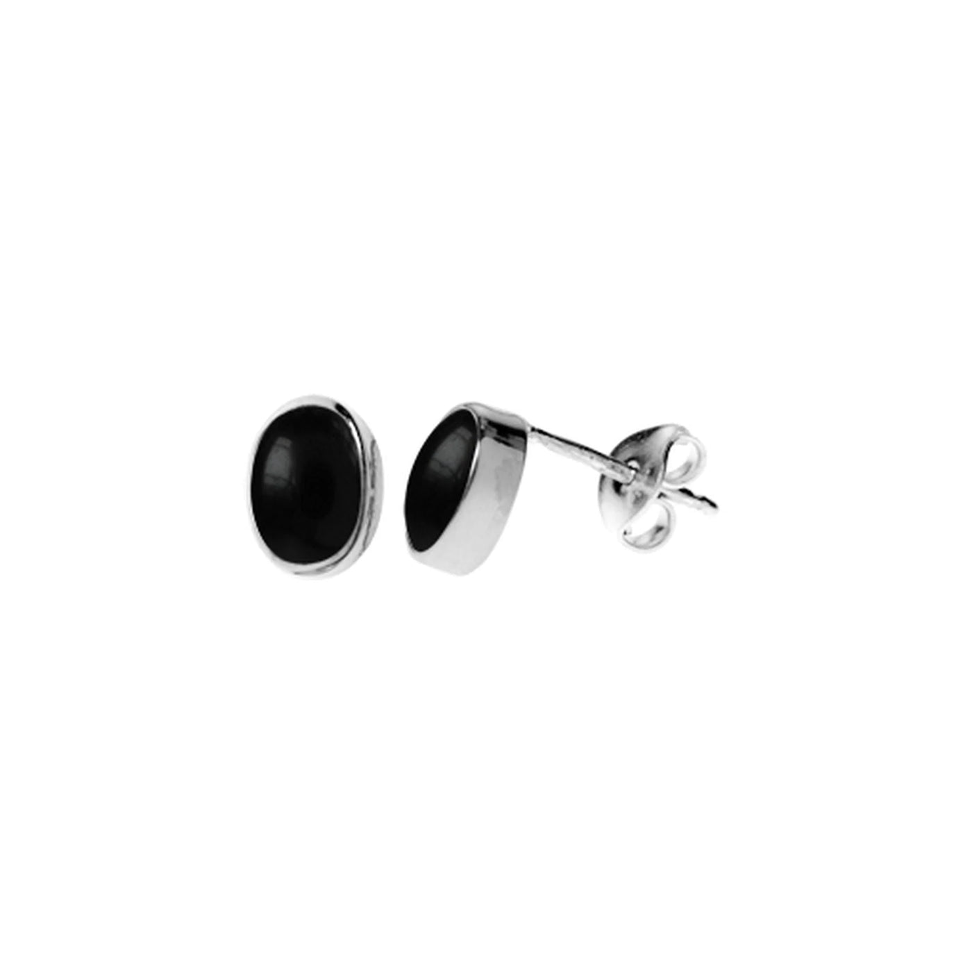 Black Onyx Oval Stud Earrings