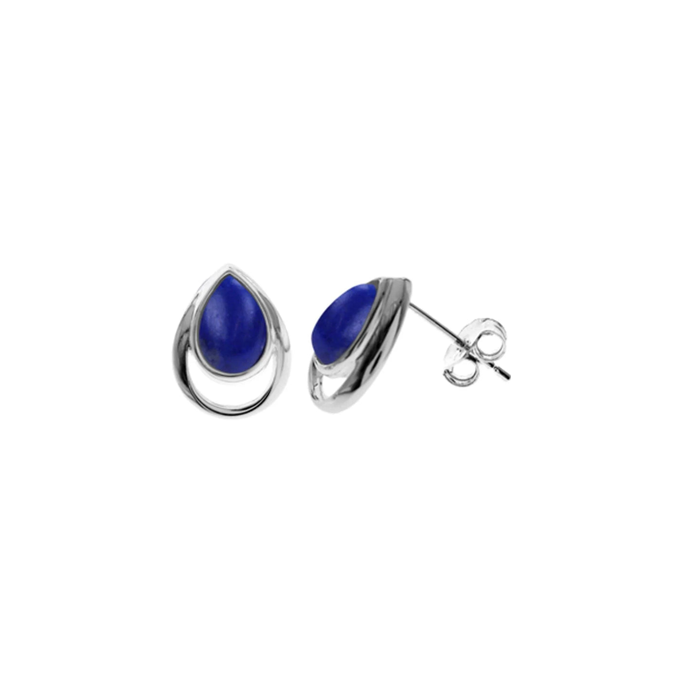 Sterling Silver Lapis Lazuli Teardrop Stud Earrings