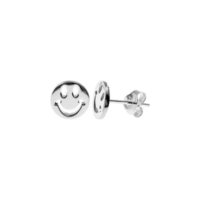 Sterling Silver Smiley Face Stud Earrings