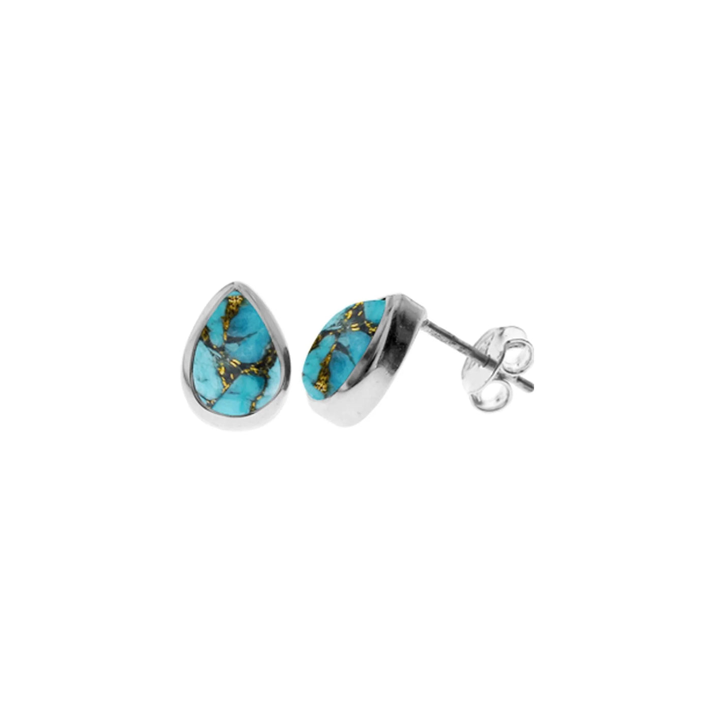 Sterling Silver Blue Mohave Turquoise Stud Earrings