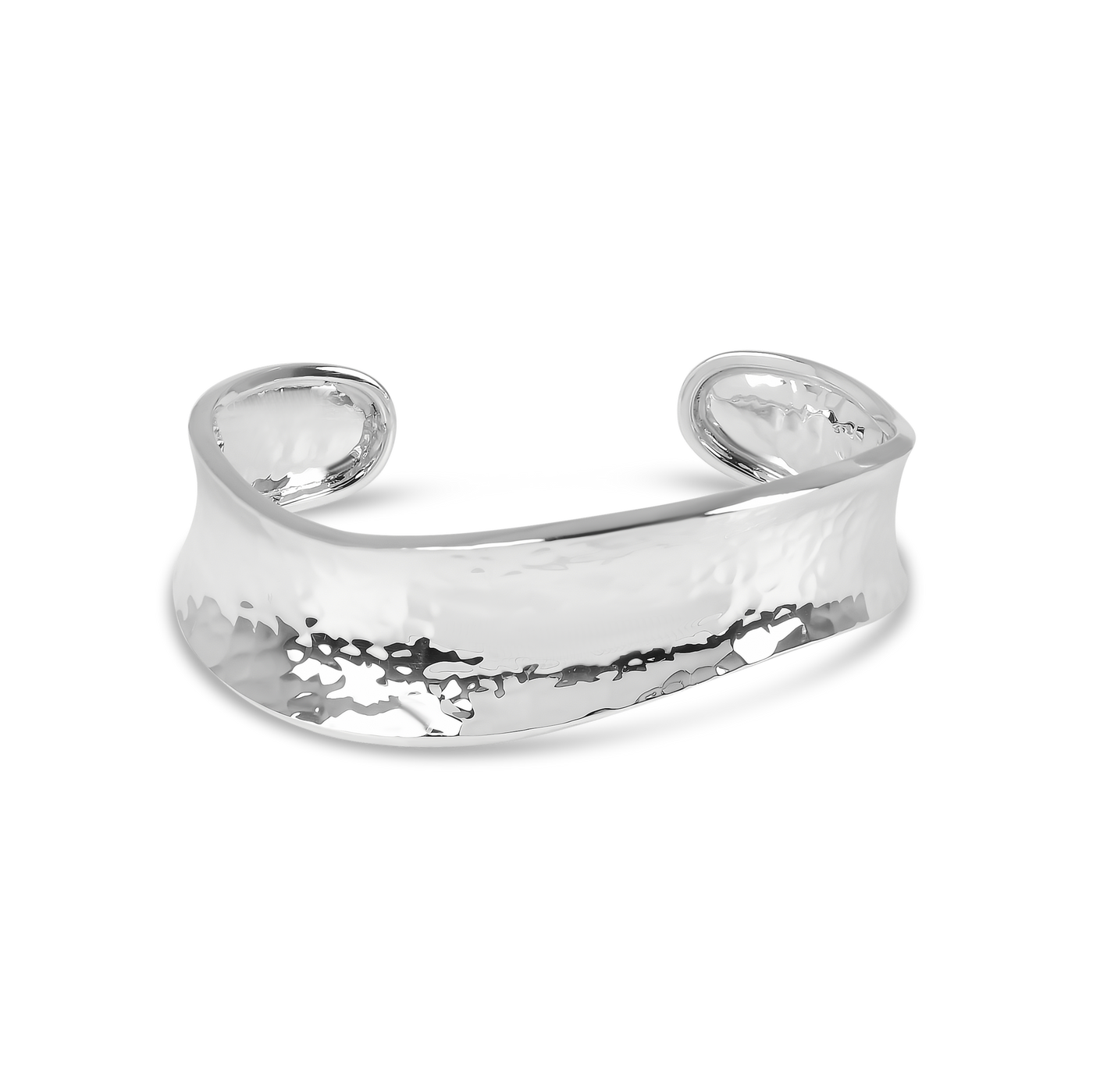 Sterling Silver Hammered Concave Cuff Bangle