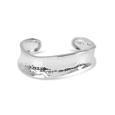 Sterling Silver Hammered Concave Cuff Bangle