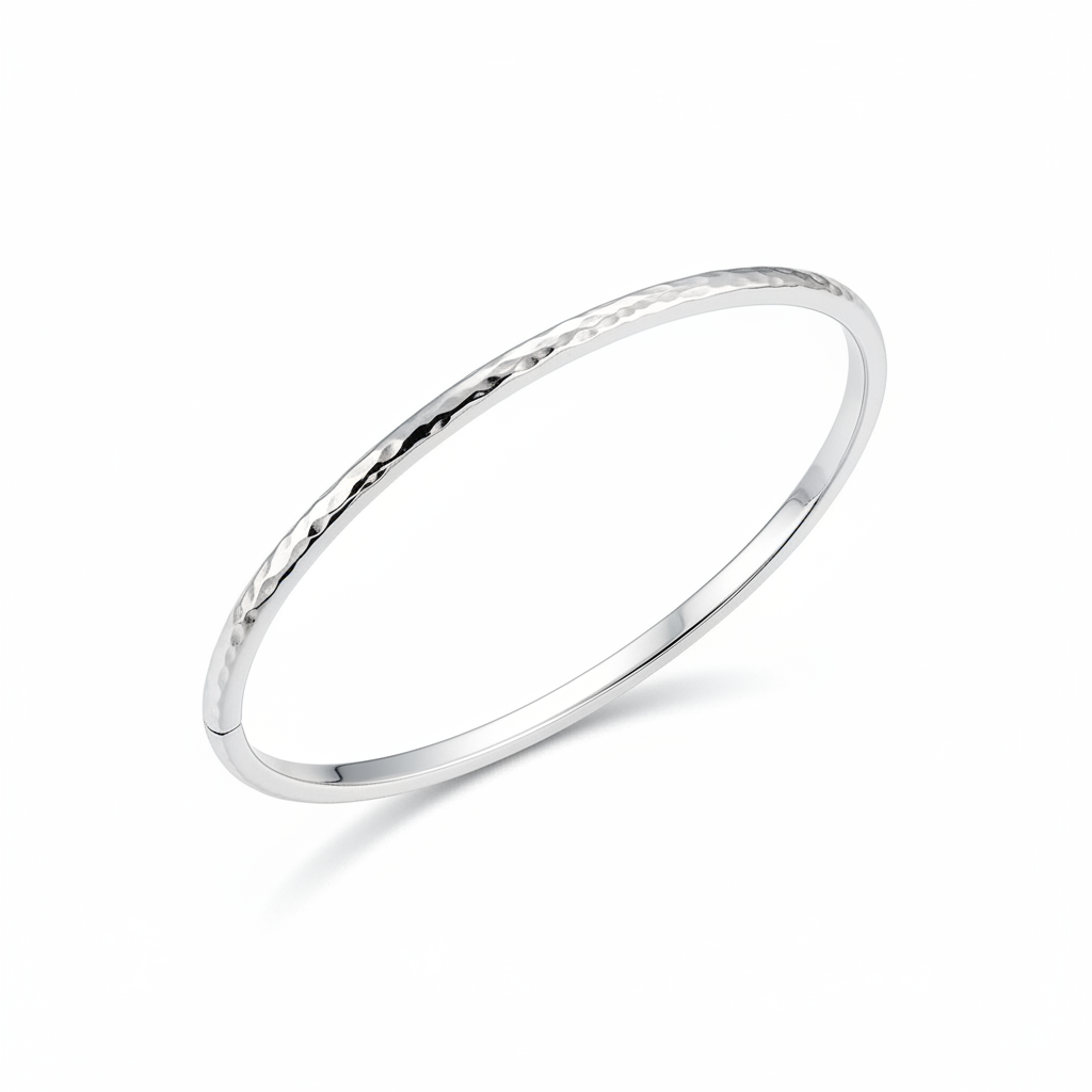 Sterling Silver Thin Hammered Bangle