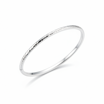 Sterling Silver Thin Hammered Bangle