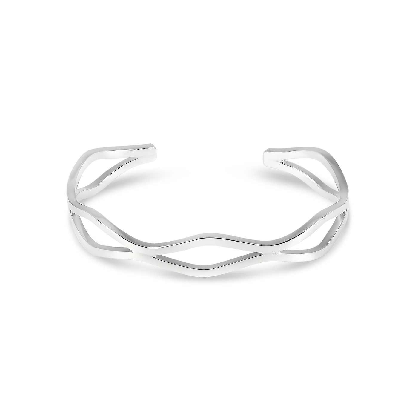 Sterling Silver Open Diamond Shaped Cuff Bangle