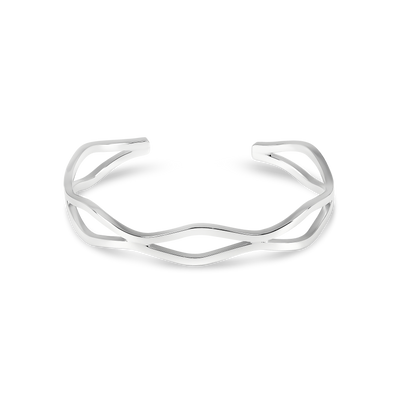 Sterling Silver Open Diamond Shaped Cuff Bangle