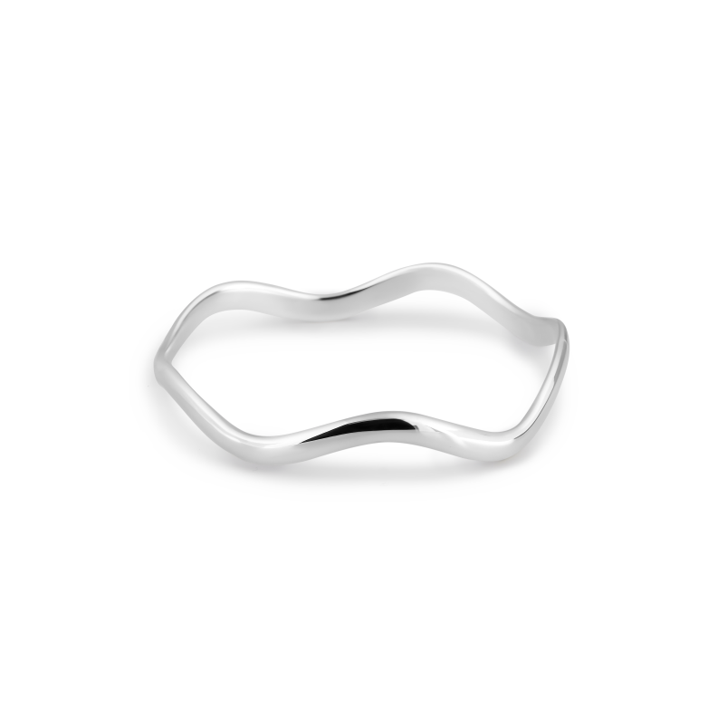 Sterling Silver Hammered Wavy Hexagon Bangle