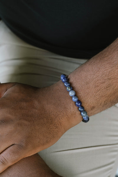 Navy Sodalite Gemstone Beaded Bracelet