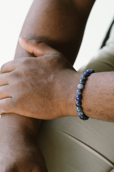 Navy Sodalite Gemstone Beaded Bracelet