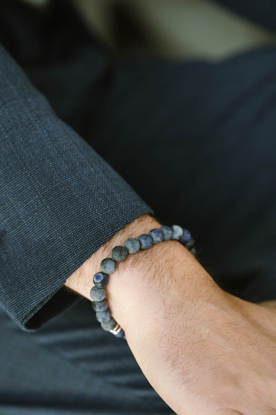 Matte Navy Sodalite Gemstone Beaded Bracelet