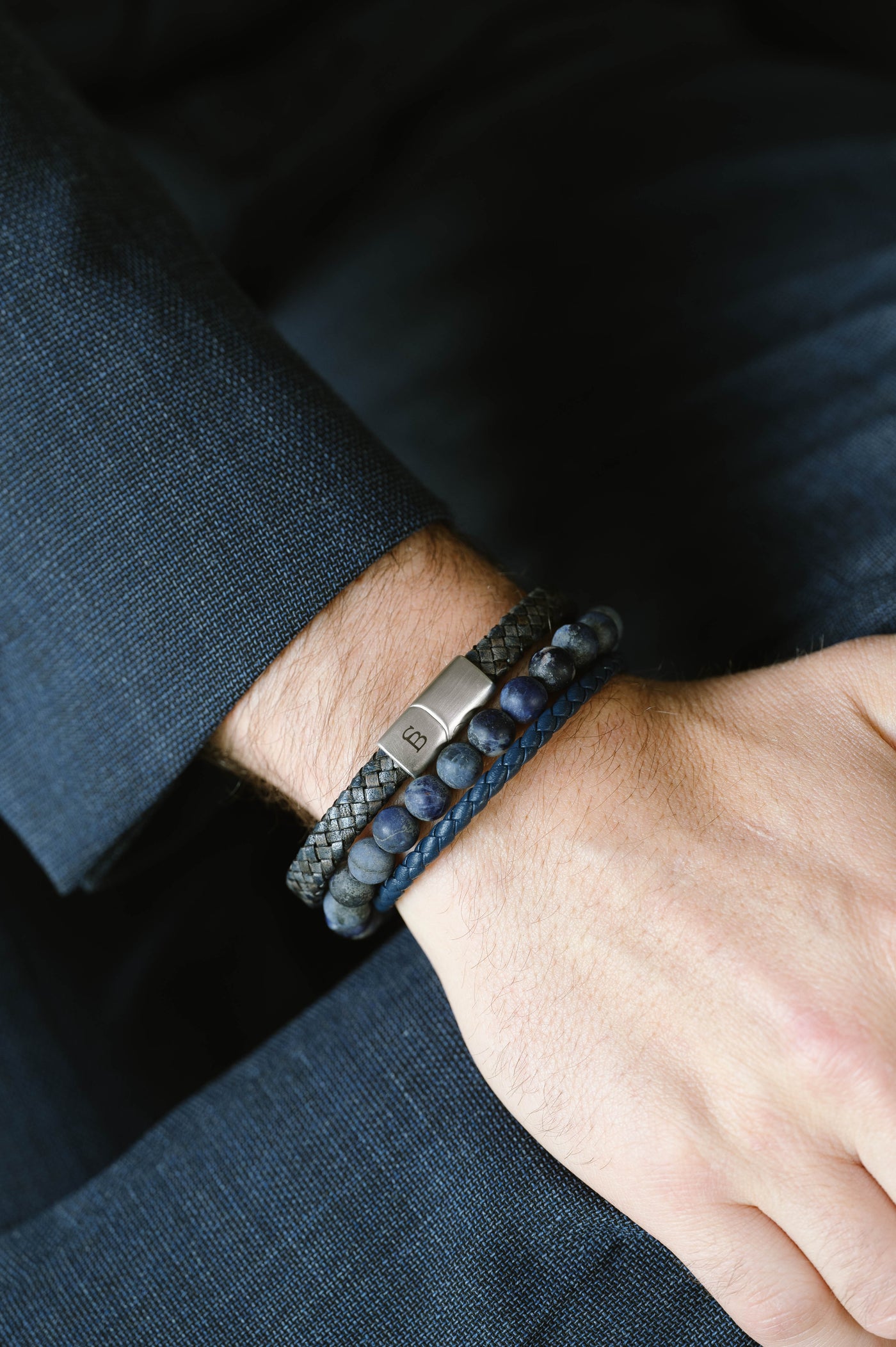 Matte Navy Sodalite Gemstone Beaded Bracelet