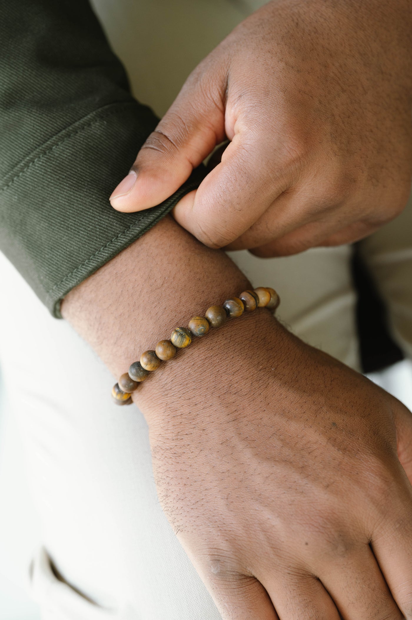 Matte Tigers Eye Gemstone Beaded Bracelet