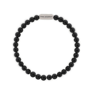 Natural Ned Black Onyx Silver Gemstone Bracelet