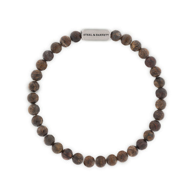 Natural Ned Bronzite Silver Gemstone Bracelet