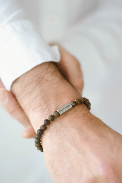 Natural Ned Bronzite Silver Gemstone Bracelet