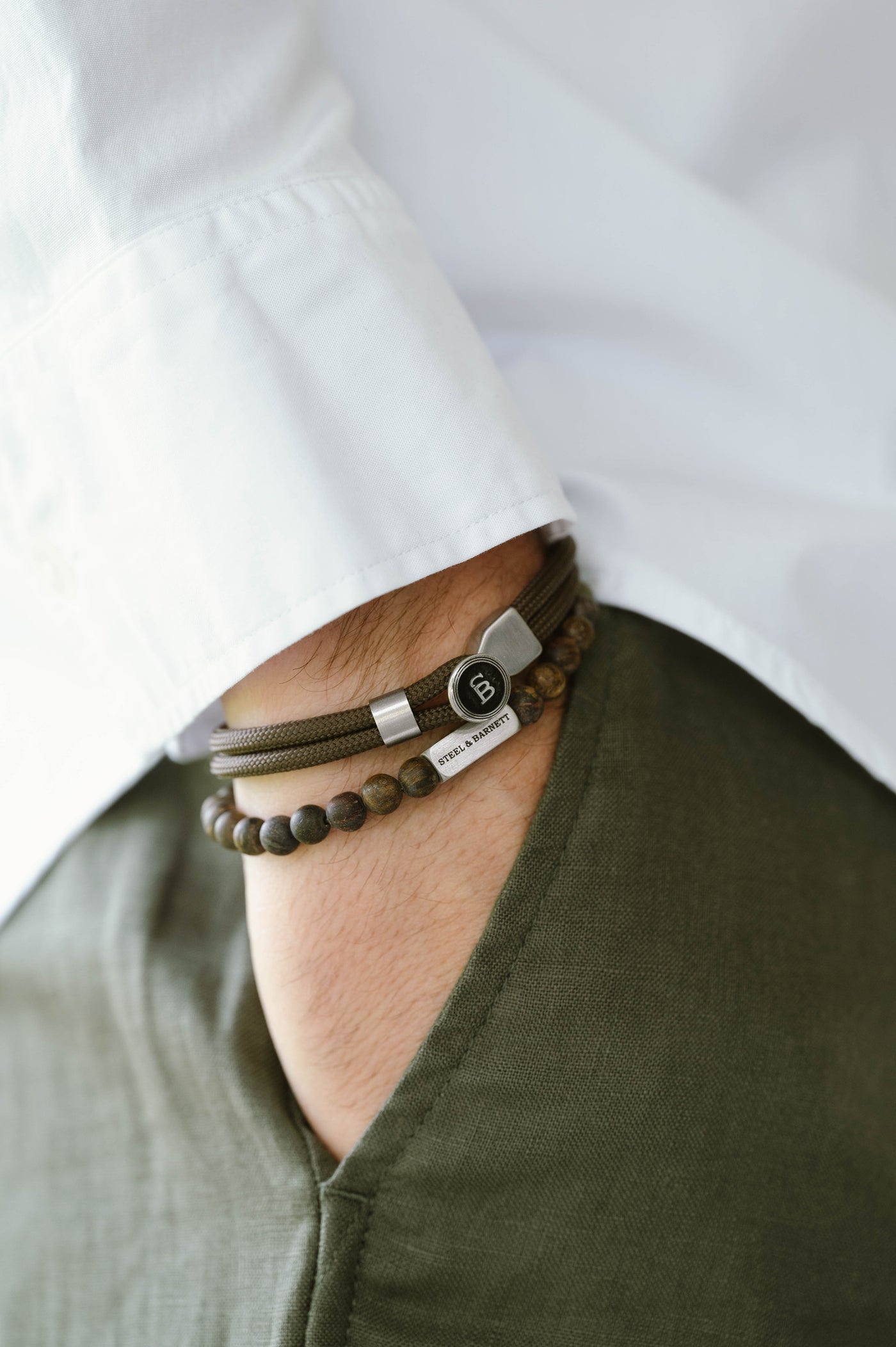 Natural Ned Bronzite Silver Gemstone Bracelet