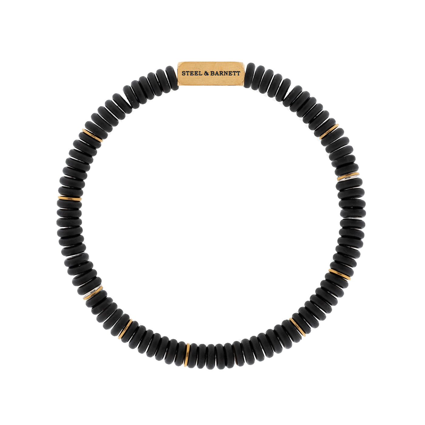 Black Onyx Gold Two Tone Disc Bracelet